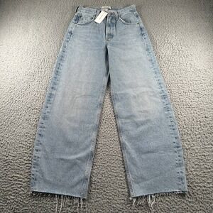 AGOLDE Jeans Womens 22 Low Curve Fray Wide Leg Light Wash Raw Hem Relaxed Fit
